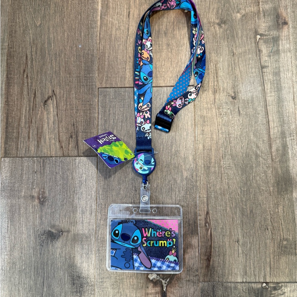 Disney Blue and Pink Character Lanyard with Badge Holder